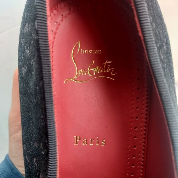Christian Louboutin MENS Suede Black Sparkle Lafitte Lace Up Shoe main image 5